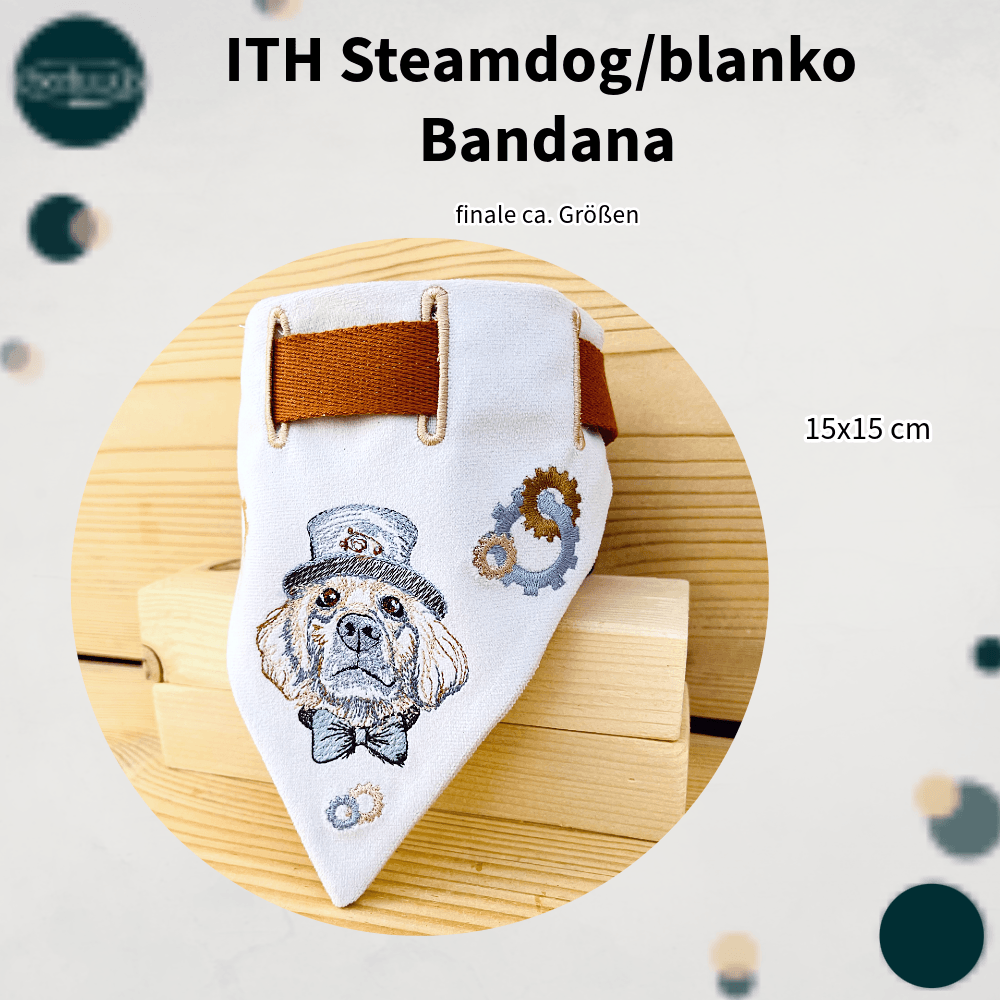 Stickdatei Halstuch für Hunde in 15x15, Bandana mit Motiv und blanko - Sewando