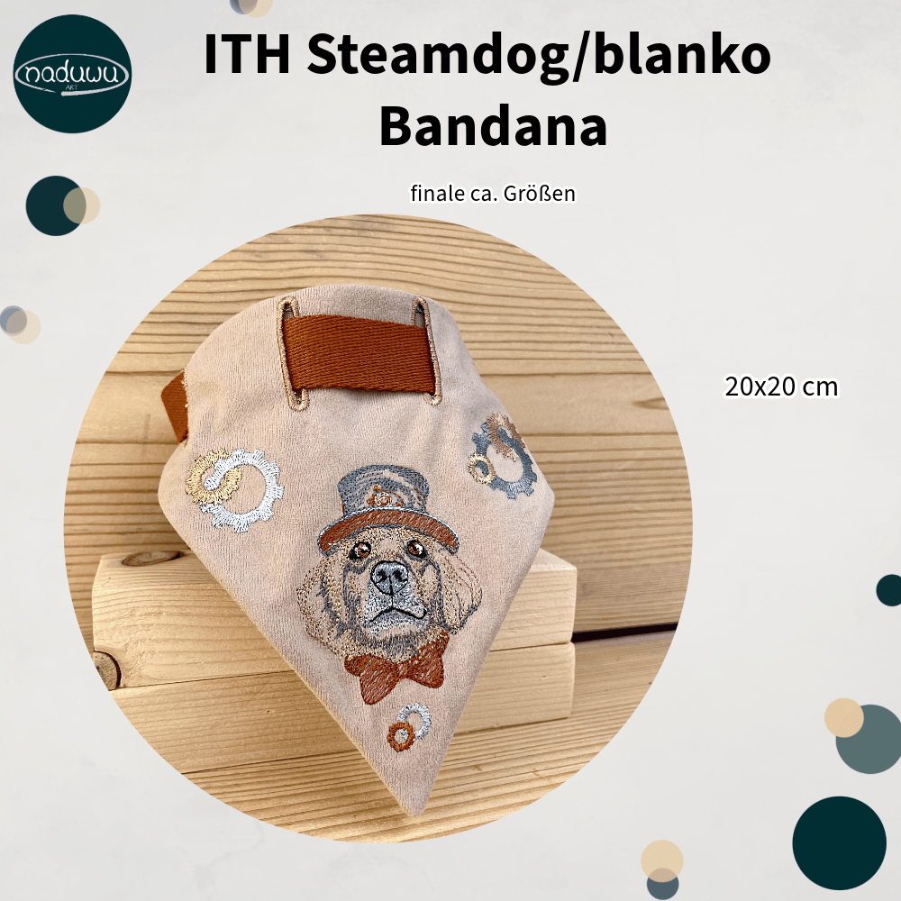 Stickdatei Halstuch für Hunde in 20x20, Bandana mit Motiv und blanko - Sewando