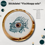 Stickdatei Fischkopp Set ab 10x9, Fisch Scribble mit Unterwasserwelt und ohne