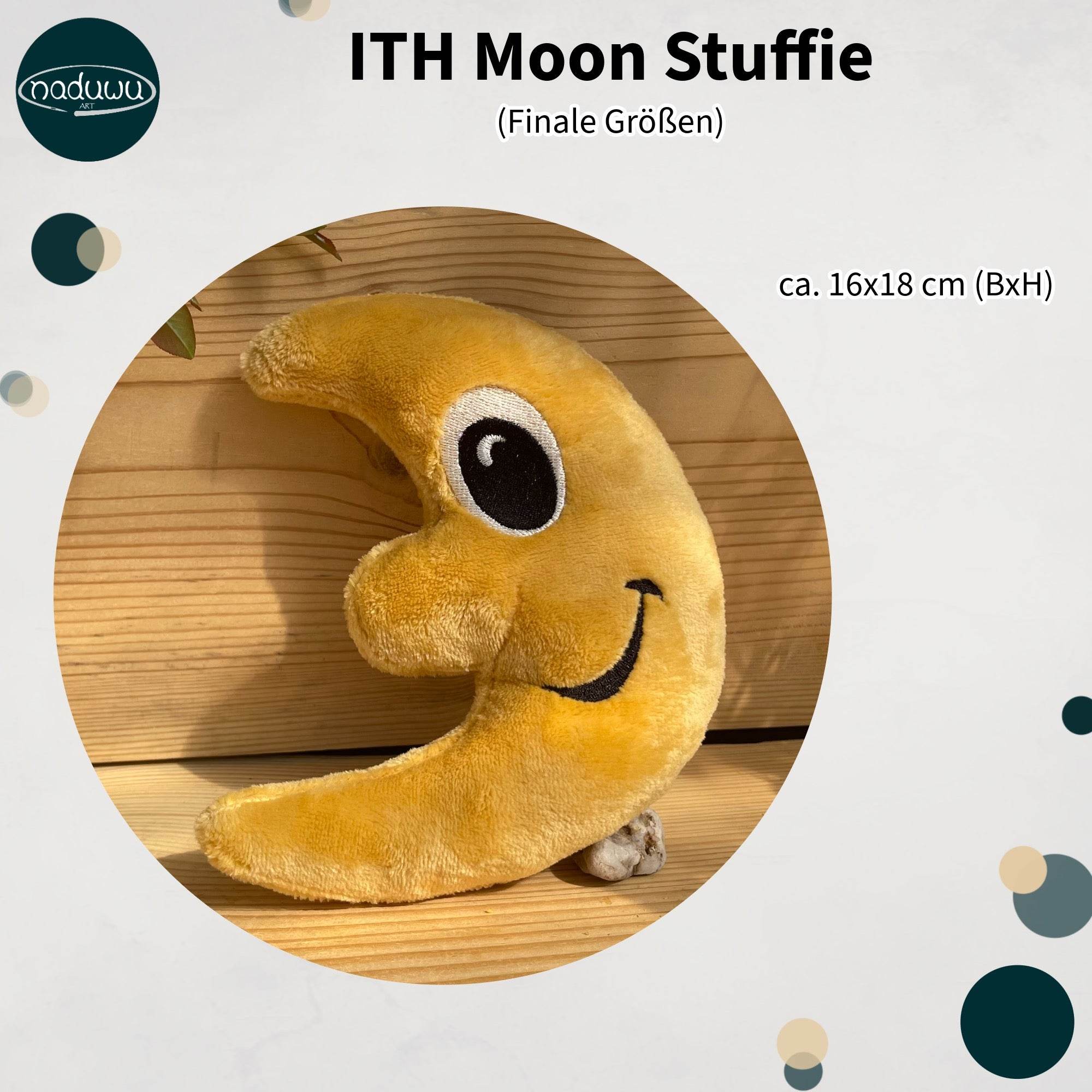 Stickdatei Mond Stuffie 16x23, ITH Kuschel-Mond, - Sewando