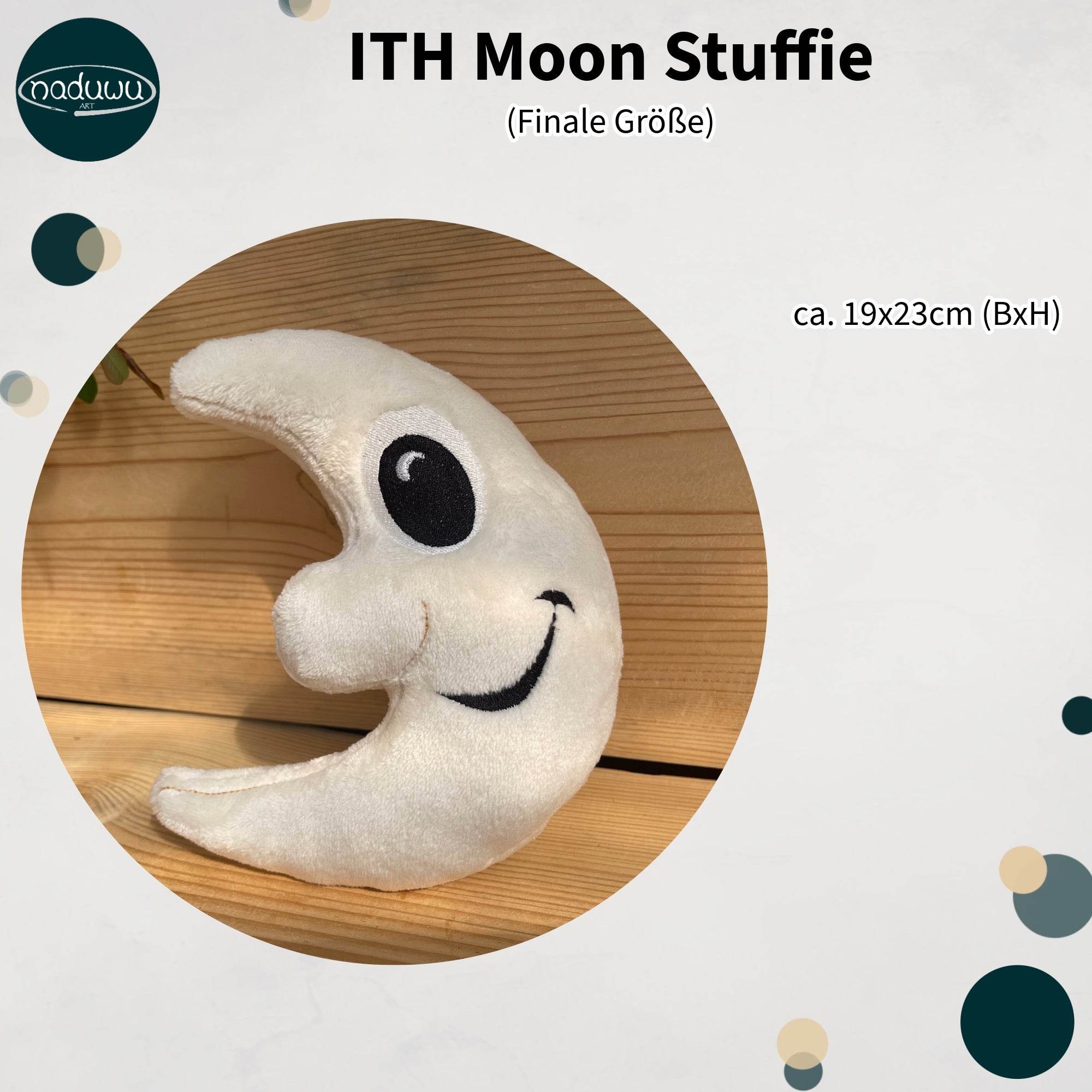 Stickdatei Mond Stuffie 20x28, ITH Kuschel-Mond - Sewando