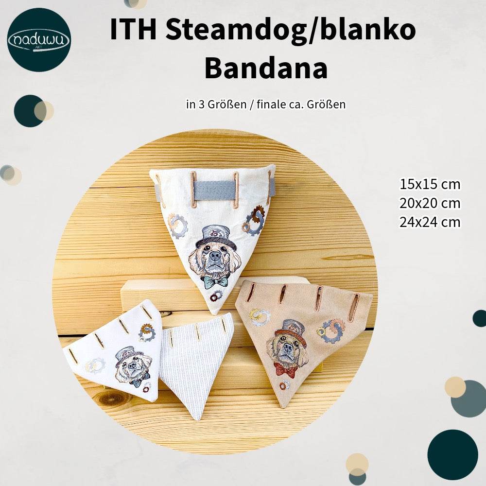 Stickdatei Halstuch für Hunde 3 Größen, Bandana mit Motiv und blanko - Sewando