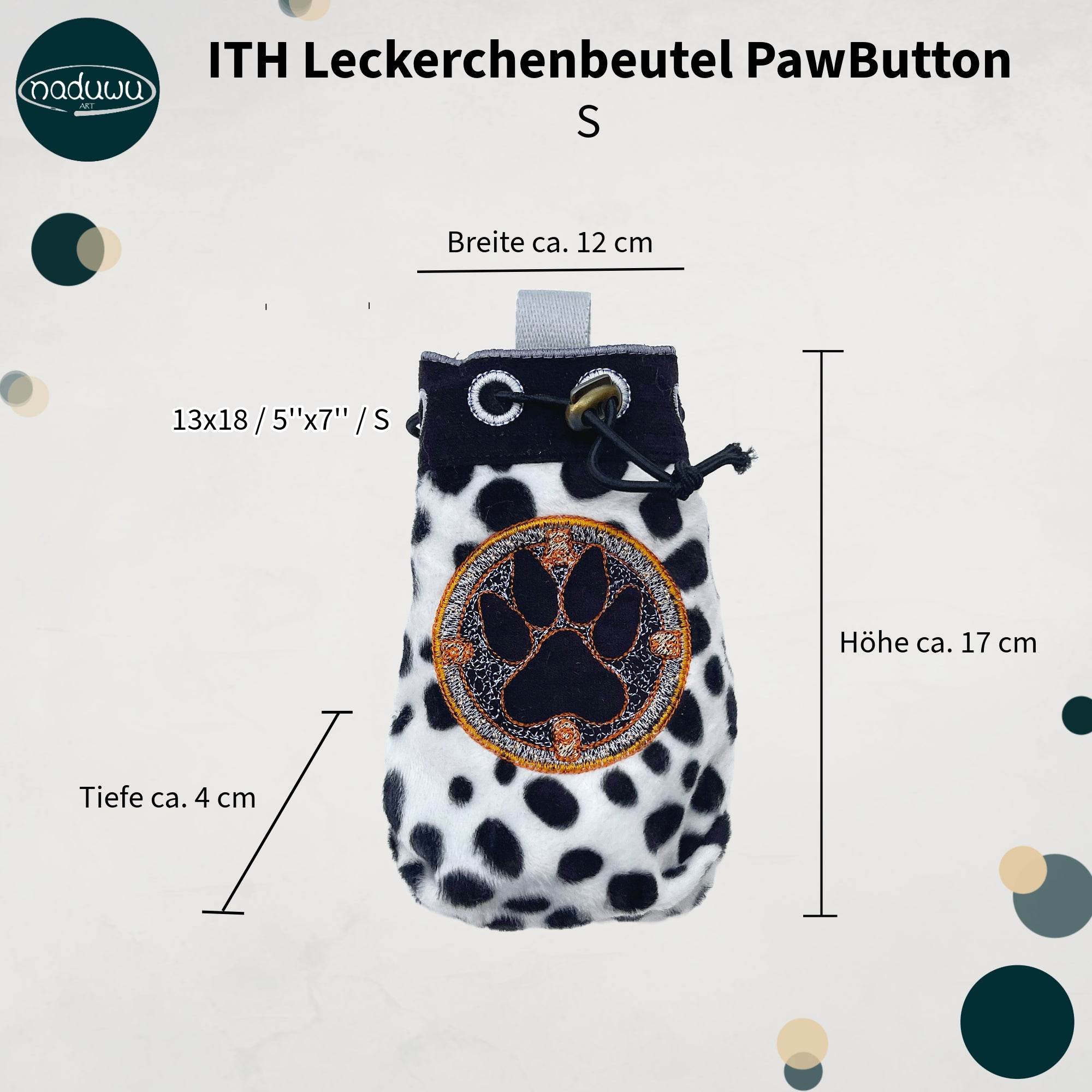 ITH Stickdatei Leckerchenbeutel 13x18, In The Hoop Bag PawButton - Sewando