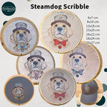 Stickdatei Hund Steampunk Set 7 Größen, Steampunkhund Scribble ab 6x7, Stickdesign Hund mit Fliege und Zylinder - Sewando