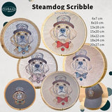 Stickdatei Hund Steampunk Set 7 Größen, Steampunkhund Scribble ab 6x7, Stickdesign Hund mit Fliege und Zylinder - Sewando