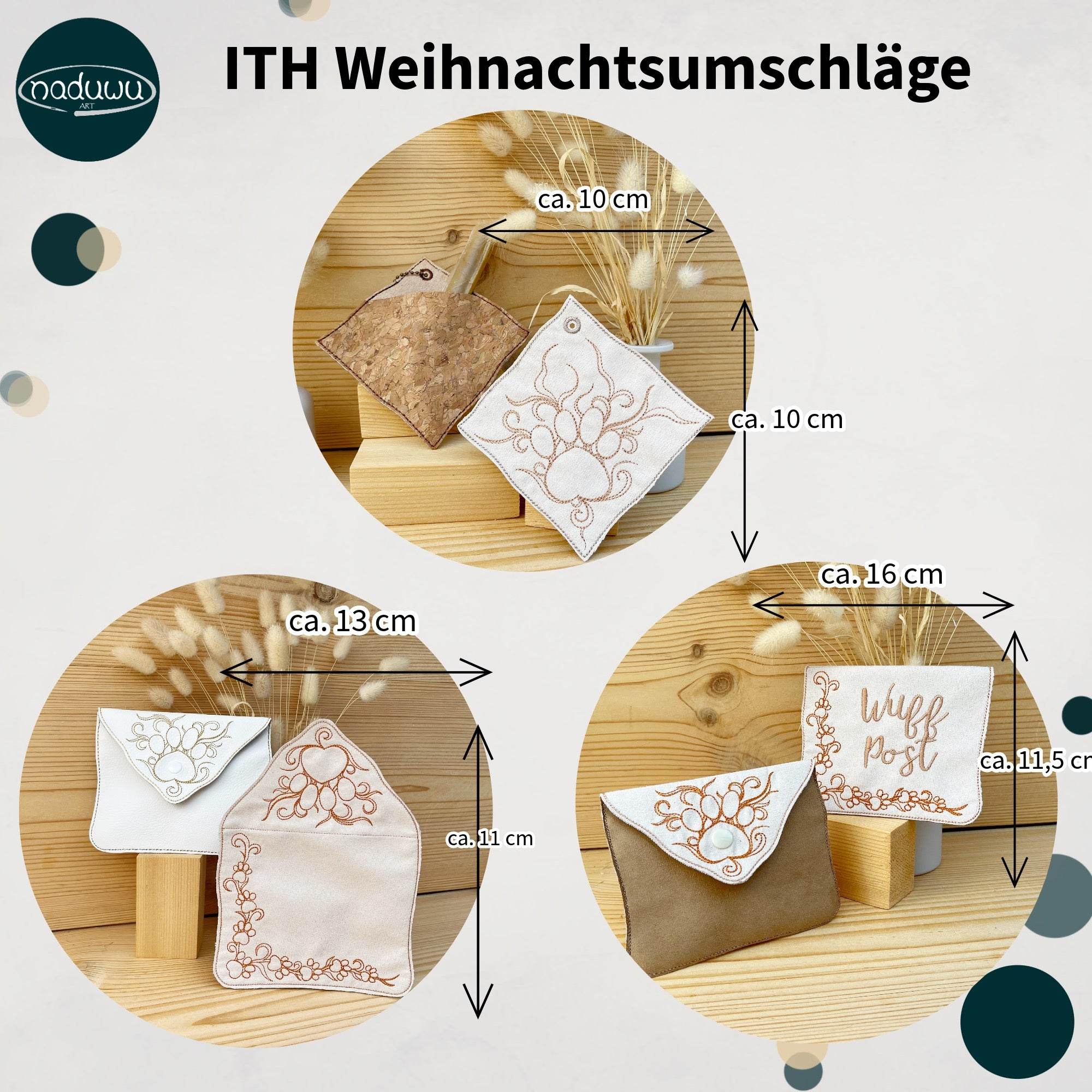 ITH Stickdatei Geschenkumschlag mit Pfote 13x18, 16x26 & Geschenkanhänger 10x10 - Sewando