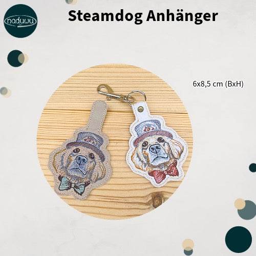 Stickdatei FREEBIE Steampunk Hund 6x10, ITH Anhänger - Sewando