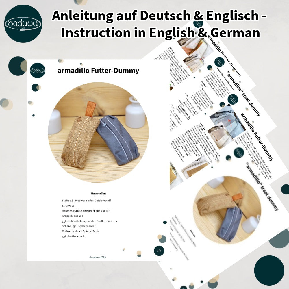 Stickdatei Futterdummy 6x16, ITH Trainings Dummy armadillo - Sewando