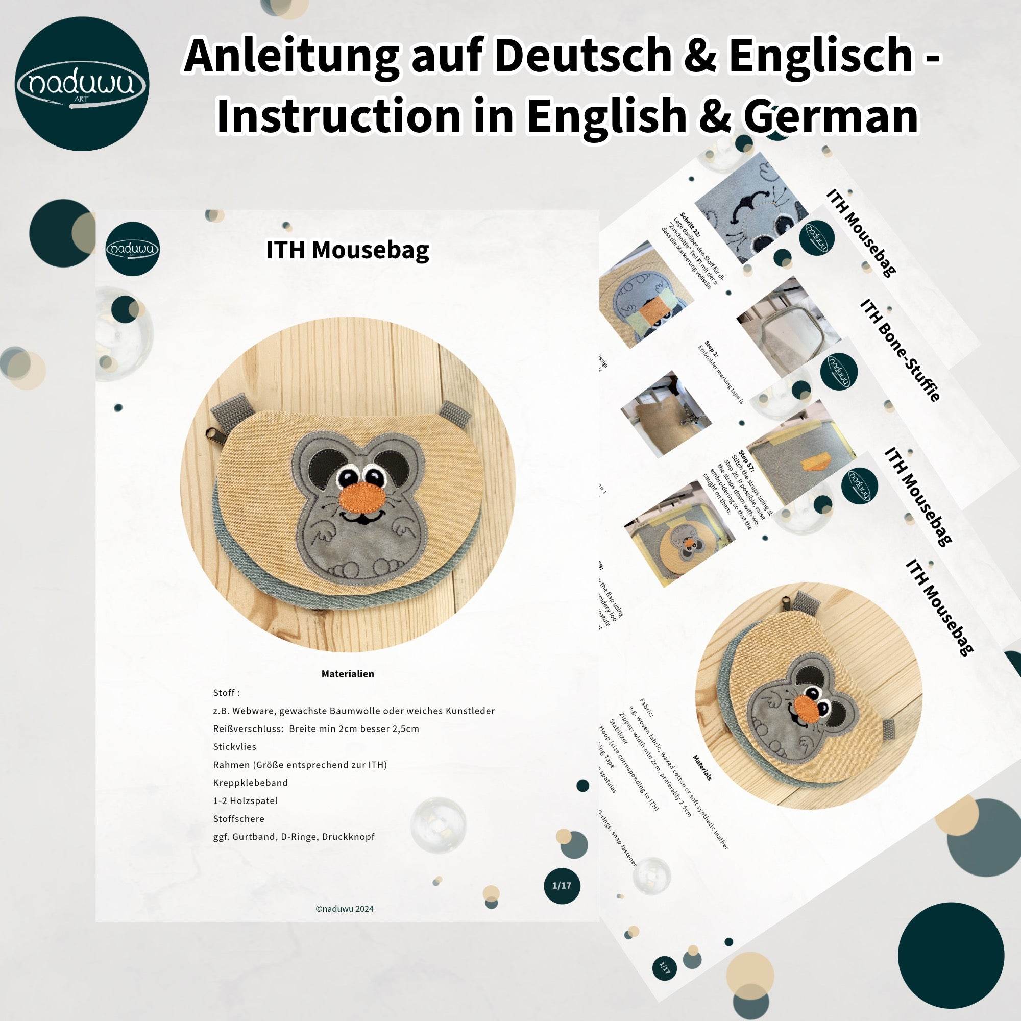 Stickdatei Tasche Set mit 5 Größen, ITH Umhängetasche - Sewando