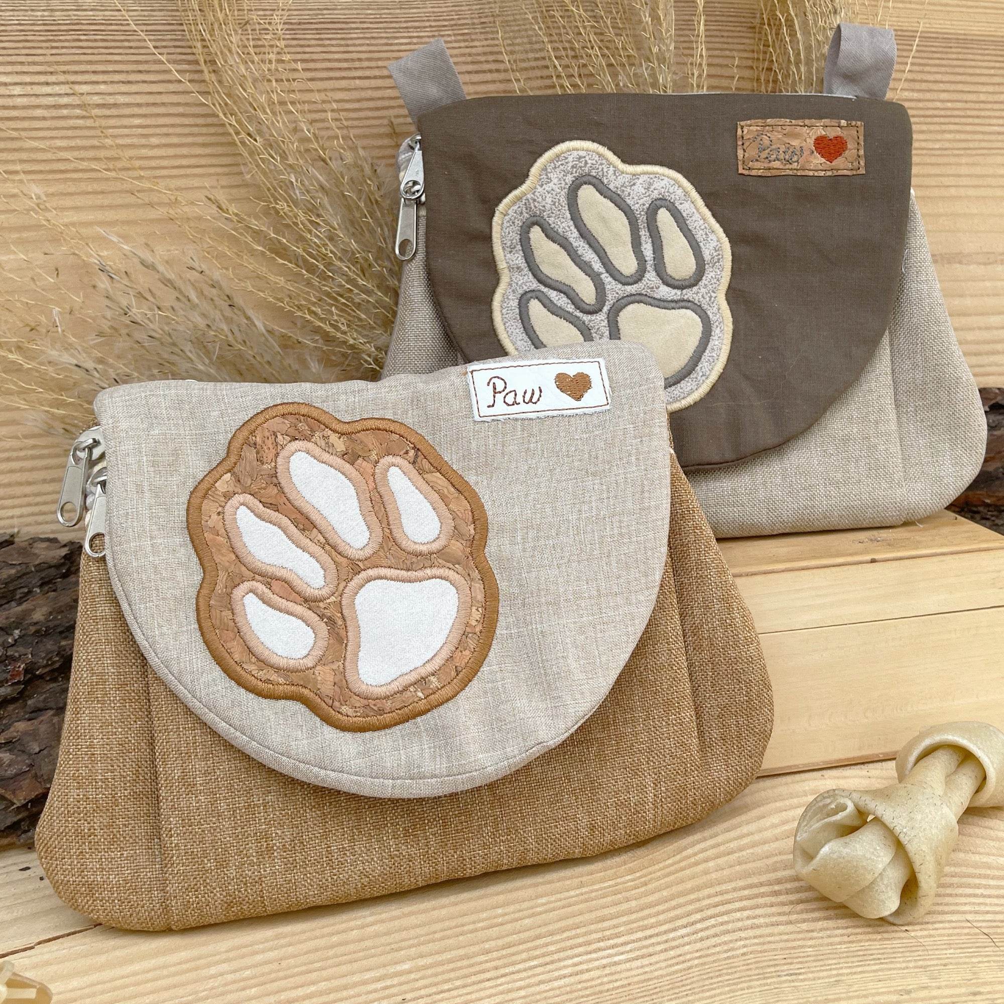 Stickdatei Tasche Big Paw 18x25, In The Hoop Bag mit 3 Reißverschlusstaschen - Sewando