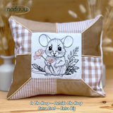 Stickdatei Gartenmaus Kissen 6 Größen, ITH Stickdatei Kissen Set