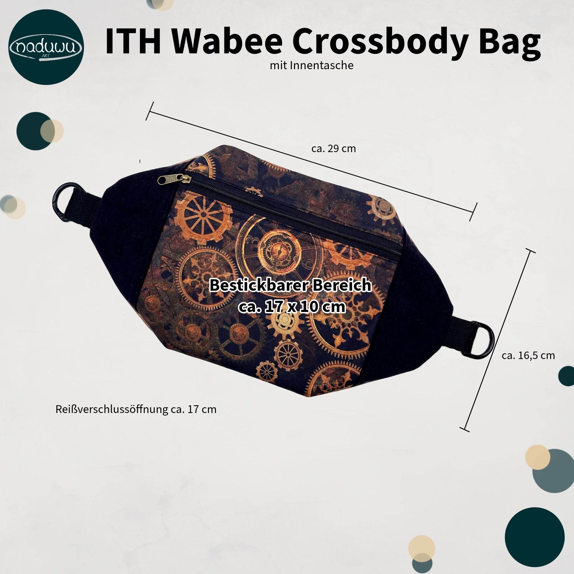 ITH Stickdatei Crossbody Bag 18x30 mit Innentasche, In The Hoop Tasche Wabee - Sewando