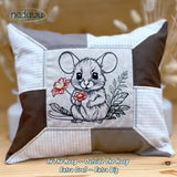 Stickdatei Gartenmaus Kissen 6 Größen, ITH Stickdatei Kissen Set