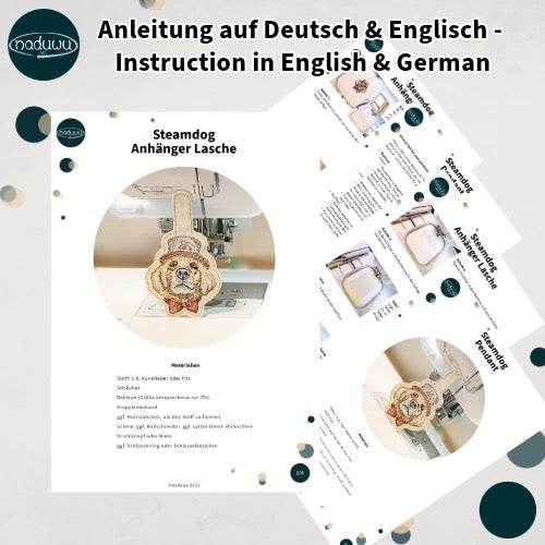 Stickdatei FREEBIE Steampunk Hund 6x10, ITH Anhänger - Sewando