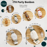 Stickdatei Party Bonbon in 6 Größen plus 24 nummerierte ITH Bonbon Anhänger - Sewando