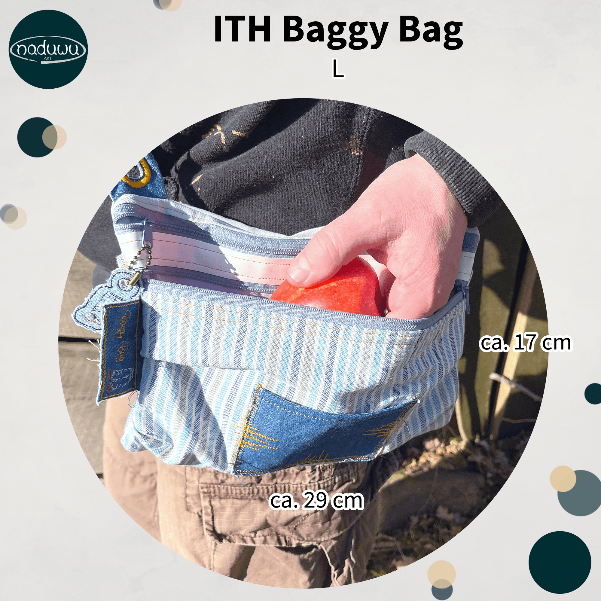 Stickdatei Baggy Bag 18x30, ITH Tasche mit 2 Reißverschlüssen - Sewando