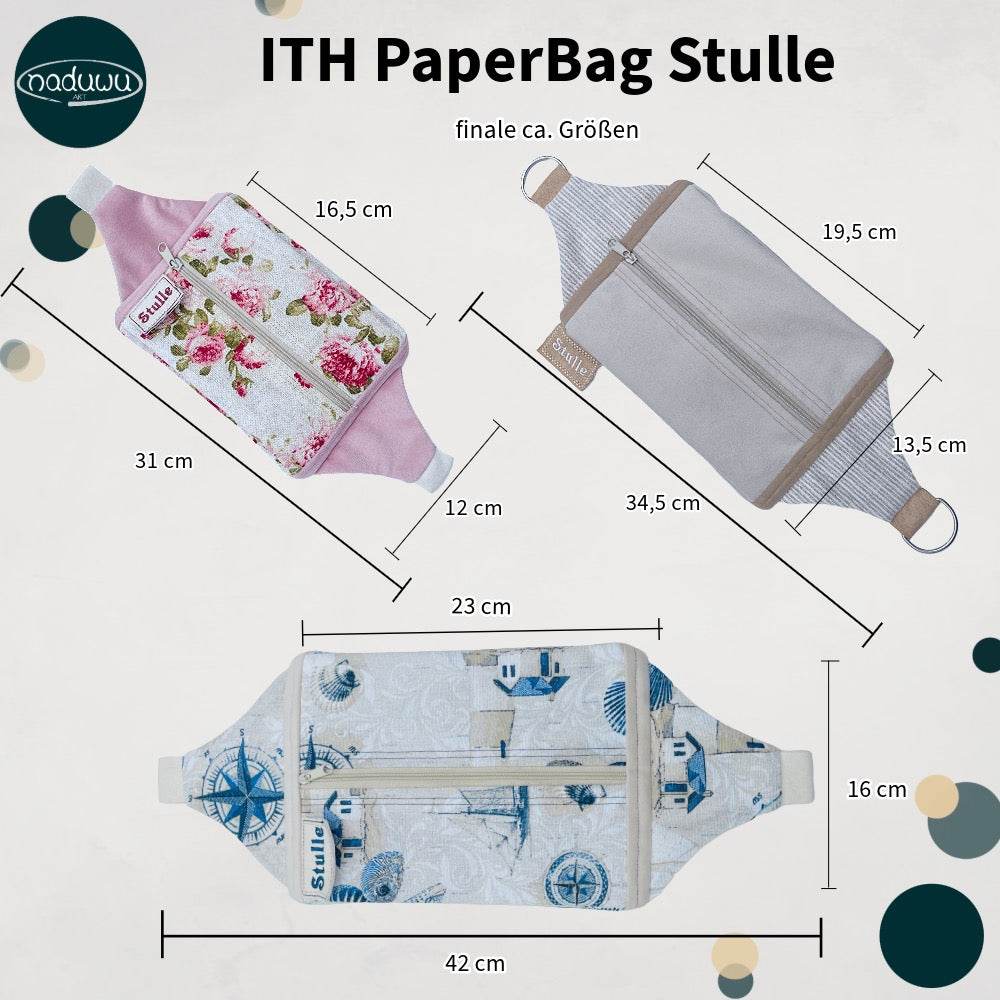 ITH Stickdatei Crossbody Bag Set 3 Größen, In The Hoop Tasche PaperBag Stulle - Sewando