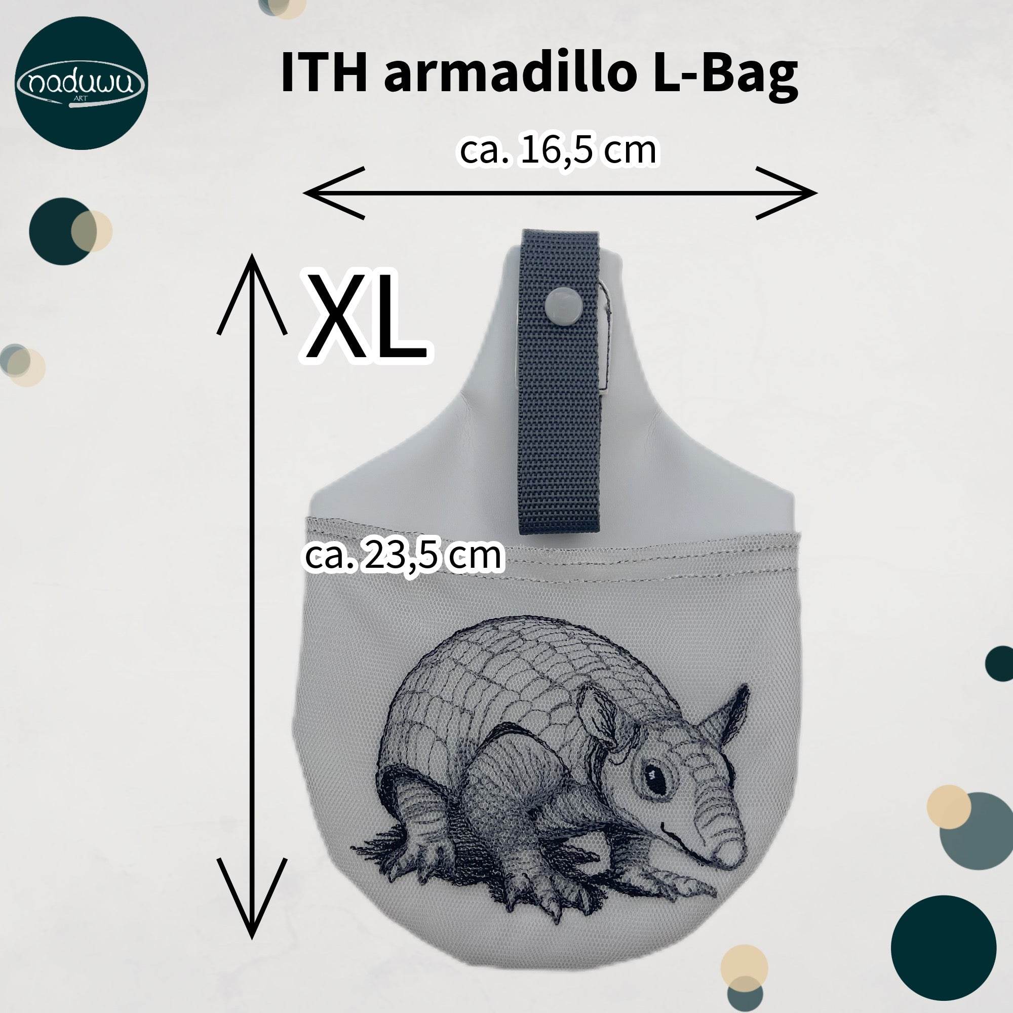 Stickdatei Beutel 18x25, In The Hoop Hundeleinentasche armadillo L-Bag - Sewando