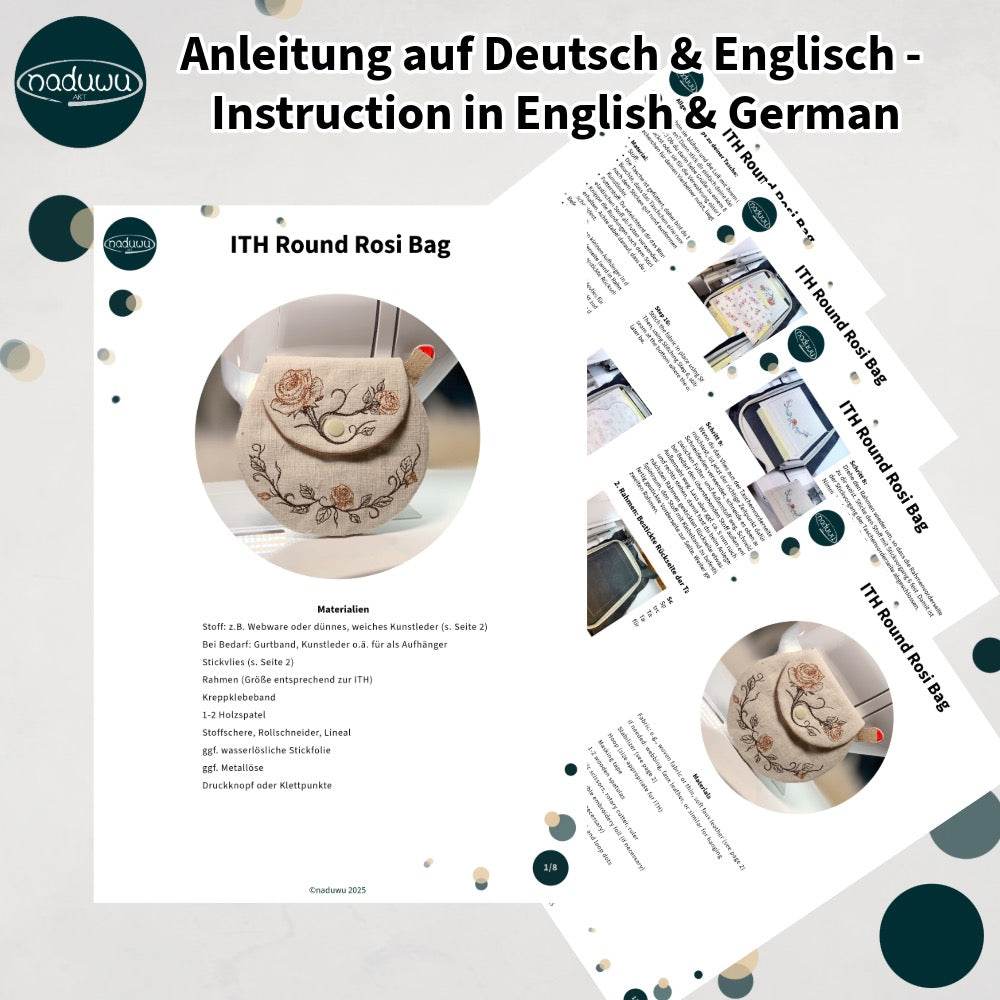Stickdatei Round Rosi Bag Set mit 3 Größen, ITH runde Tasche - Sewando