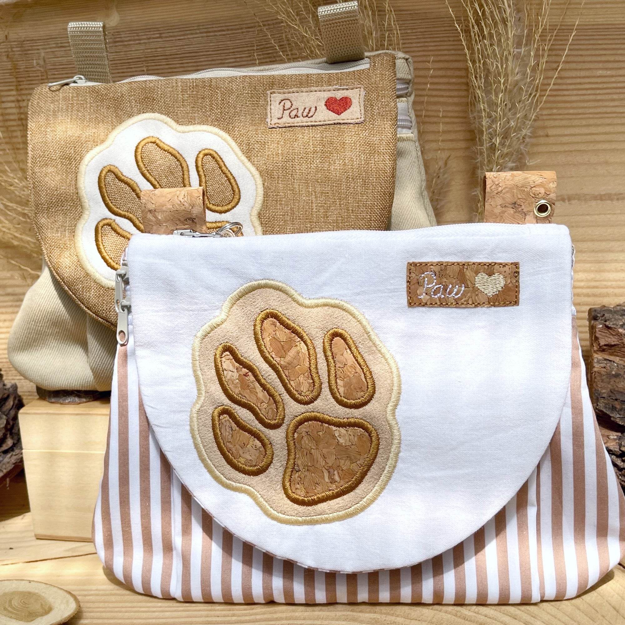 Stickdatei Tasche Big Paw 15x21, In The Hoop Bag mit 3 Reißverschlusstaschen - Sewando