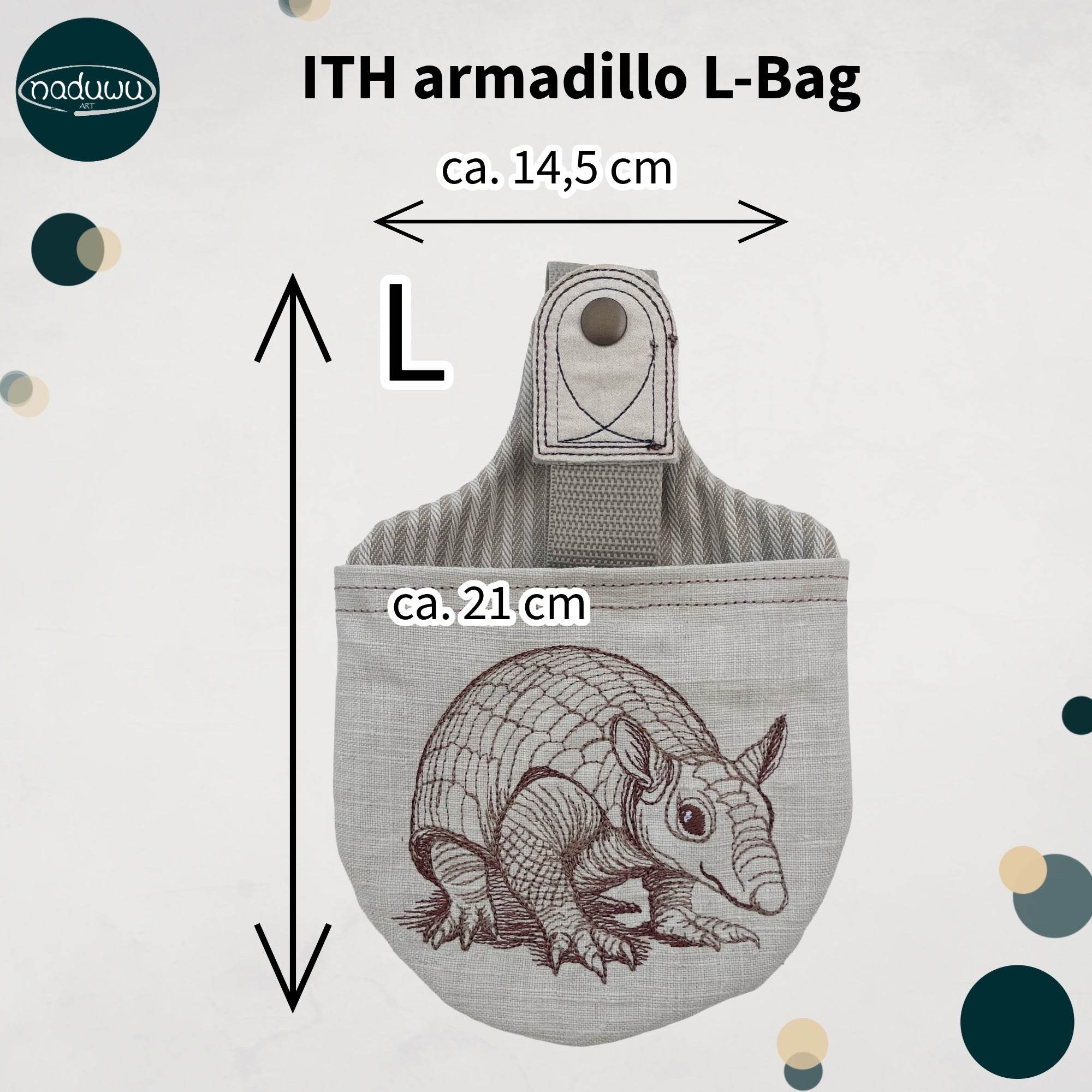 Stickdatei Beutel 16x23, In The Hoop Hundeleinentasche armadillo L-Bag - Sewando