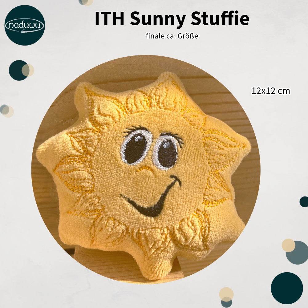 Stickdatei Sonne Stuffie 13x13, ITH Kuschelkissen Sunny - Sewando