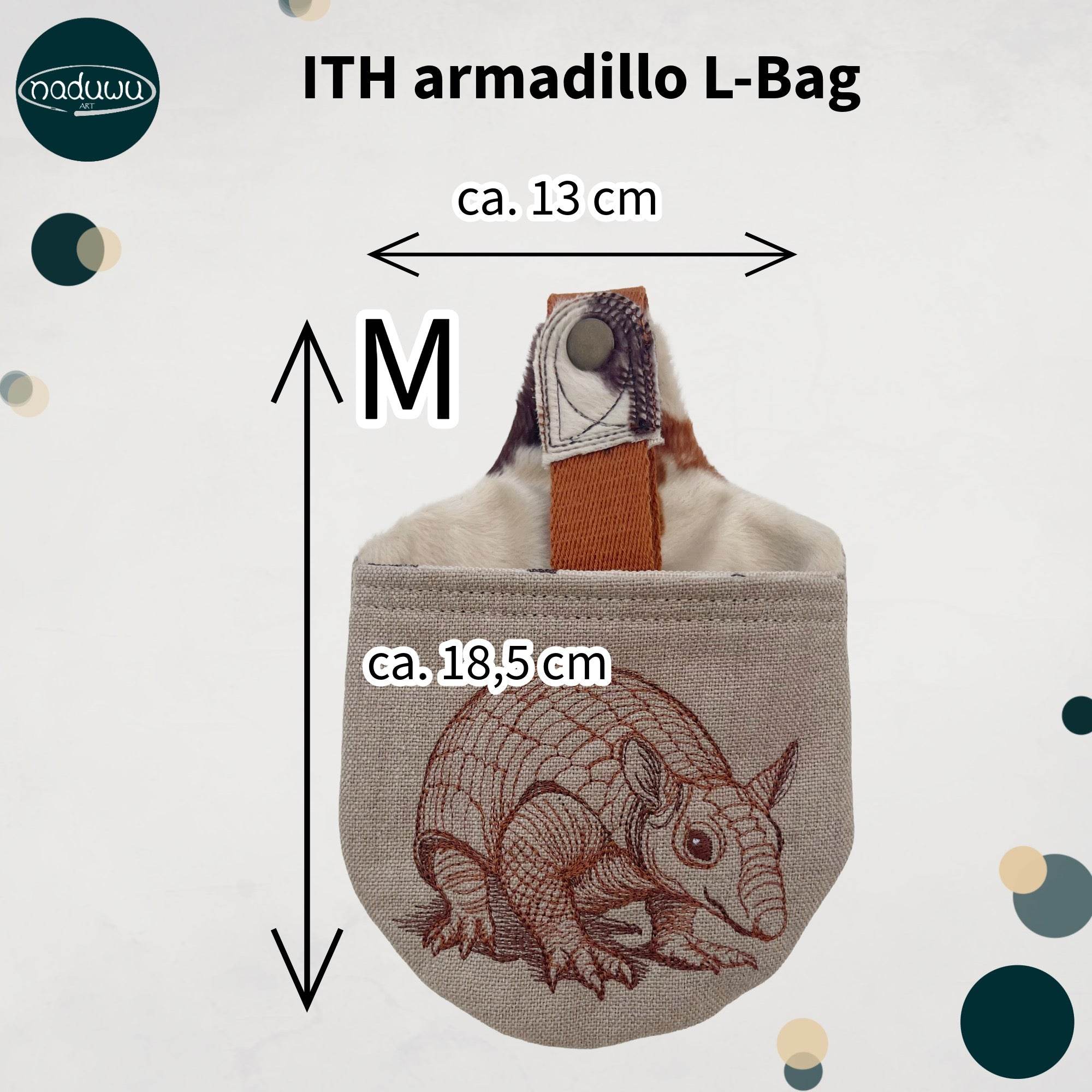 Stickdatei Beutel 15x20, In The Hoop Hundeleinentasche armadillo L-Bag - Sewando