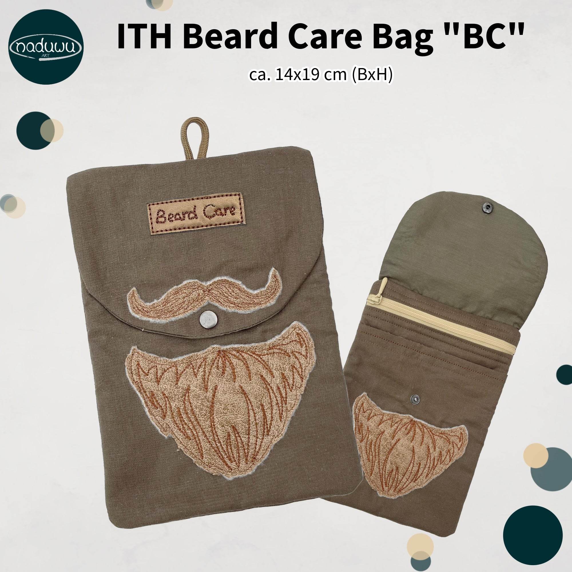 Stickdatei Beard Care Bag “BC” 15x21, In The Hoop Tasche - Sewando