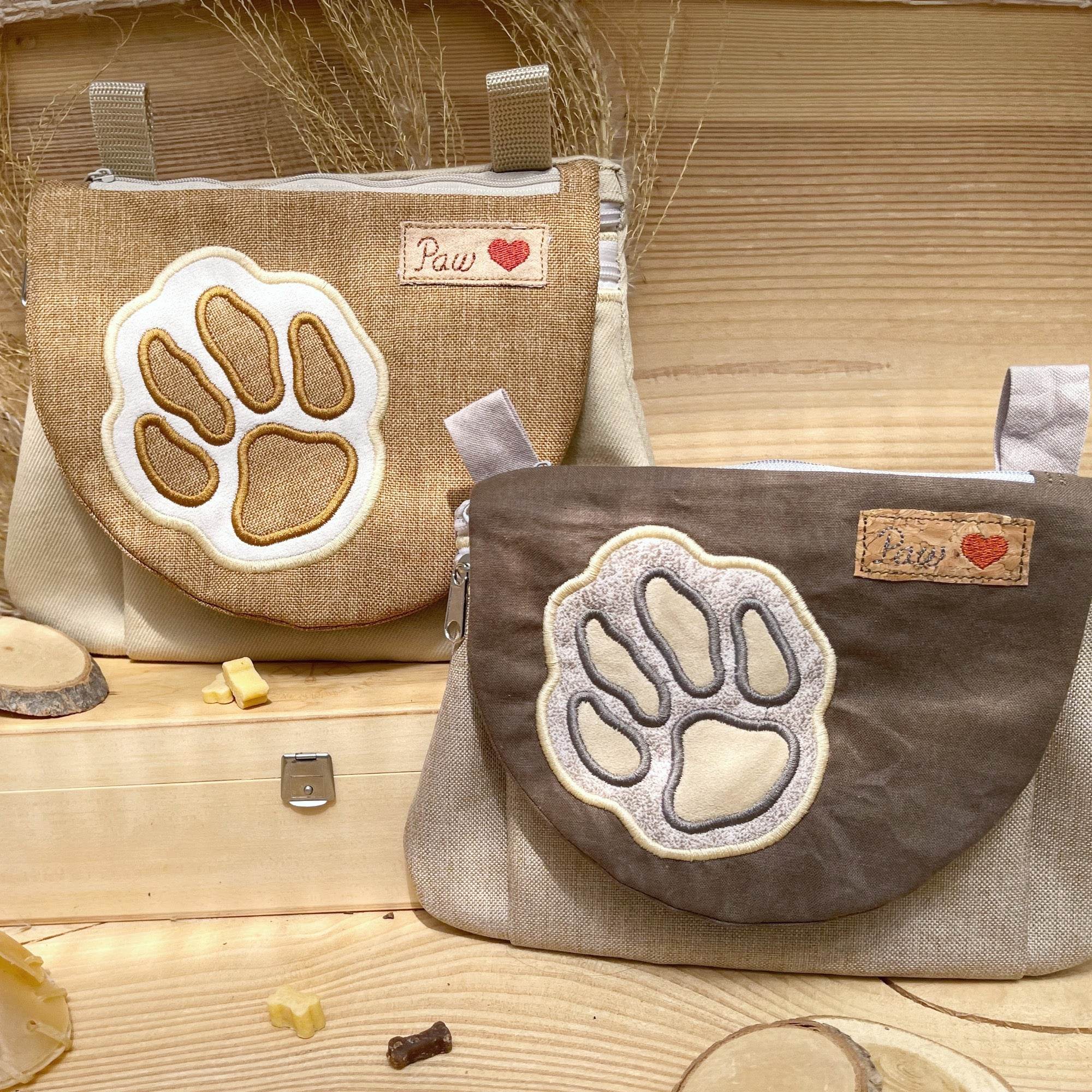 Stickdatei Tasche Big Paw 18x25, In The Hoop Bag mit 3 Reißverschlusstaschen - Sewando