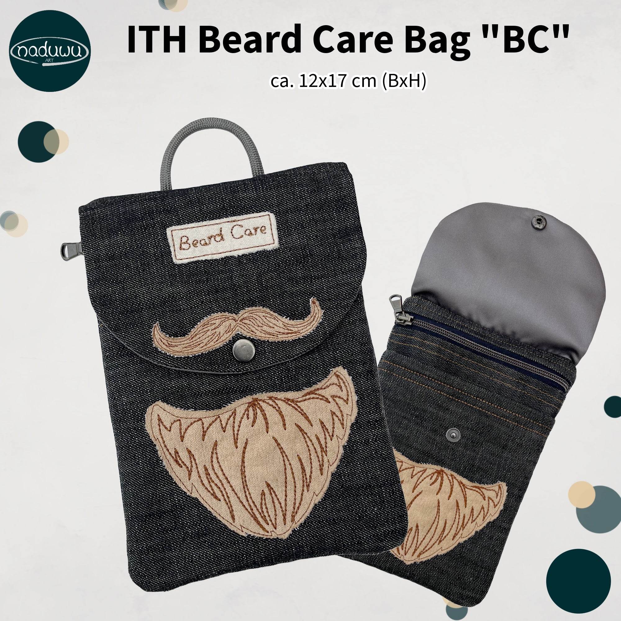 Stickdatei Beard Care Bag “BC” 13x18, In The Hoop Tasche - Sewando