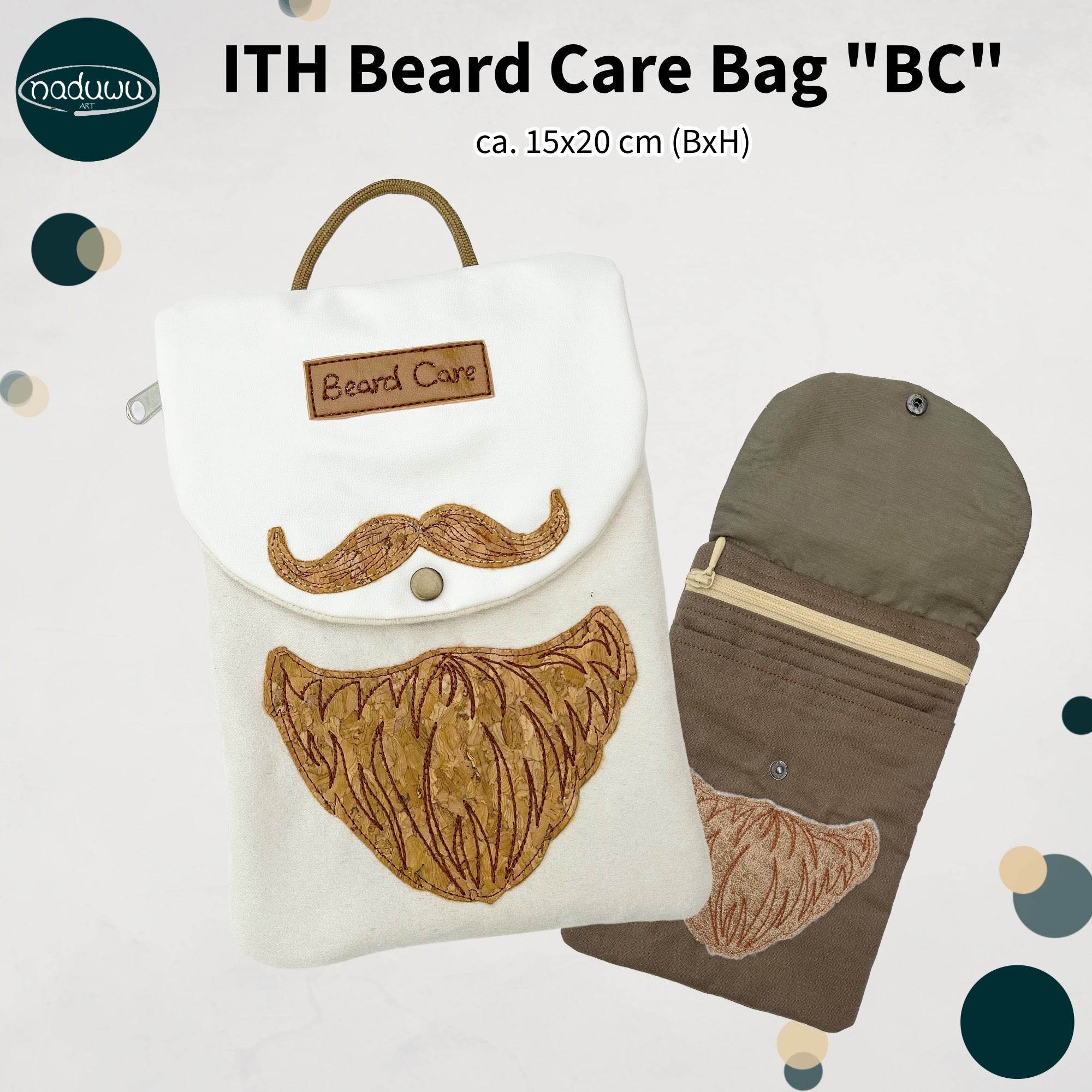 Stickdatei Beard Care Bag “BC” 16x23, In The Hoop Tasche - Sewando