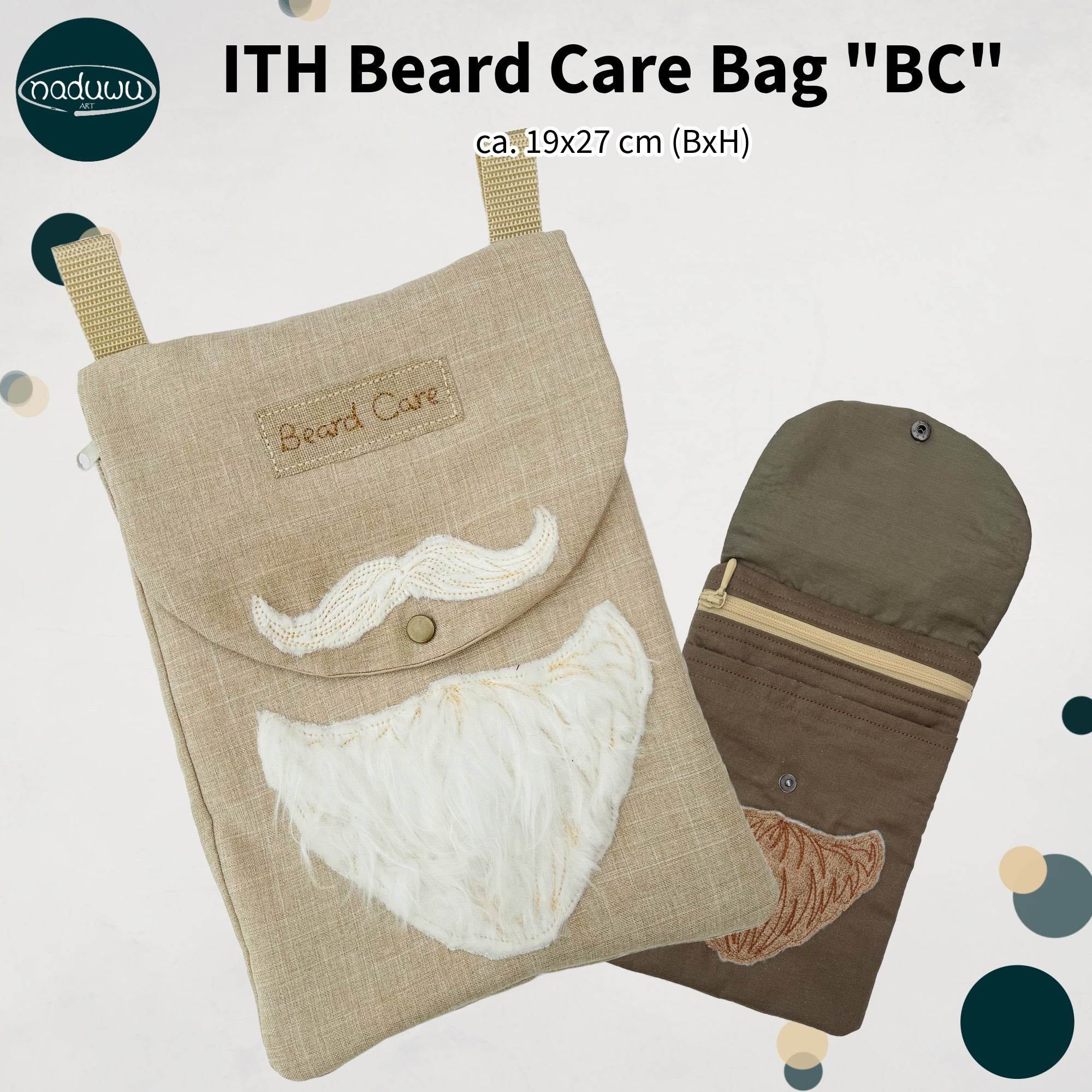 Stickdatei Beard Care Bag “BC” 20x28, In The Hoop Tasche - Sewando