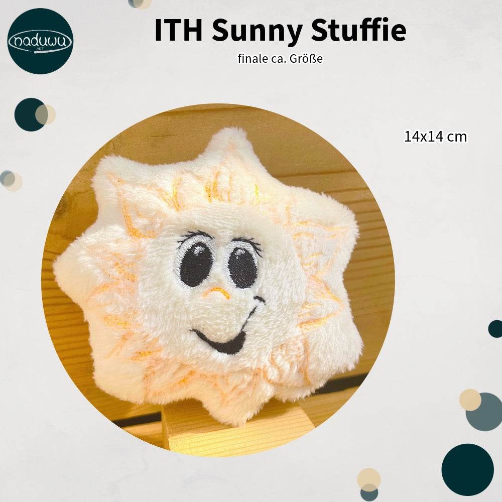 Stickdatei Sonne Stuffie 15x15, ITH Kuschelkissen Sunny - Sewando