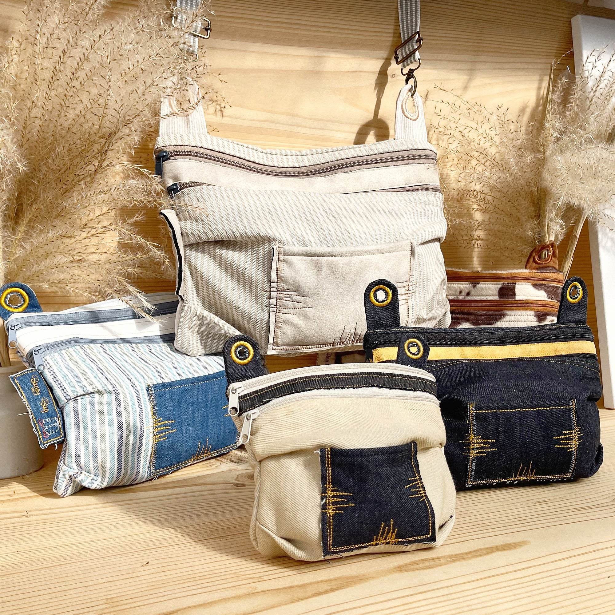 Stickdatei Baggy Bag Set, ITH Tasche in 5 Größen mit 2 Reißverschlüssen - Sewando