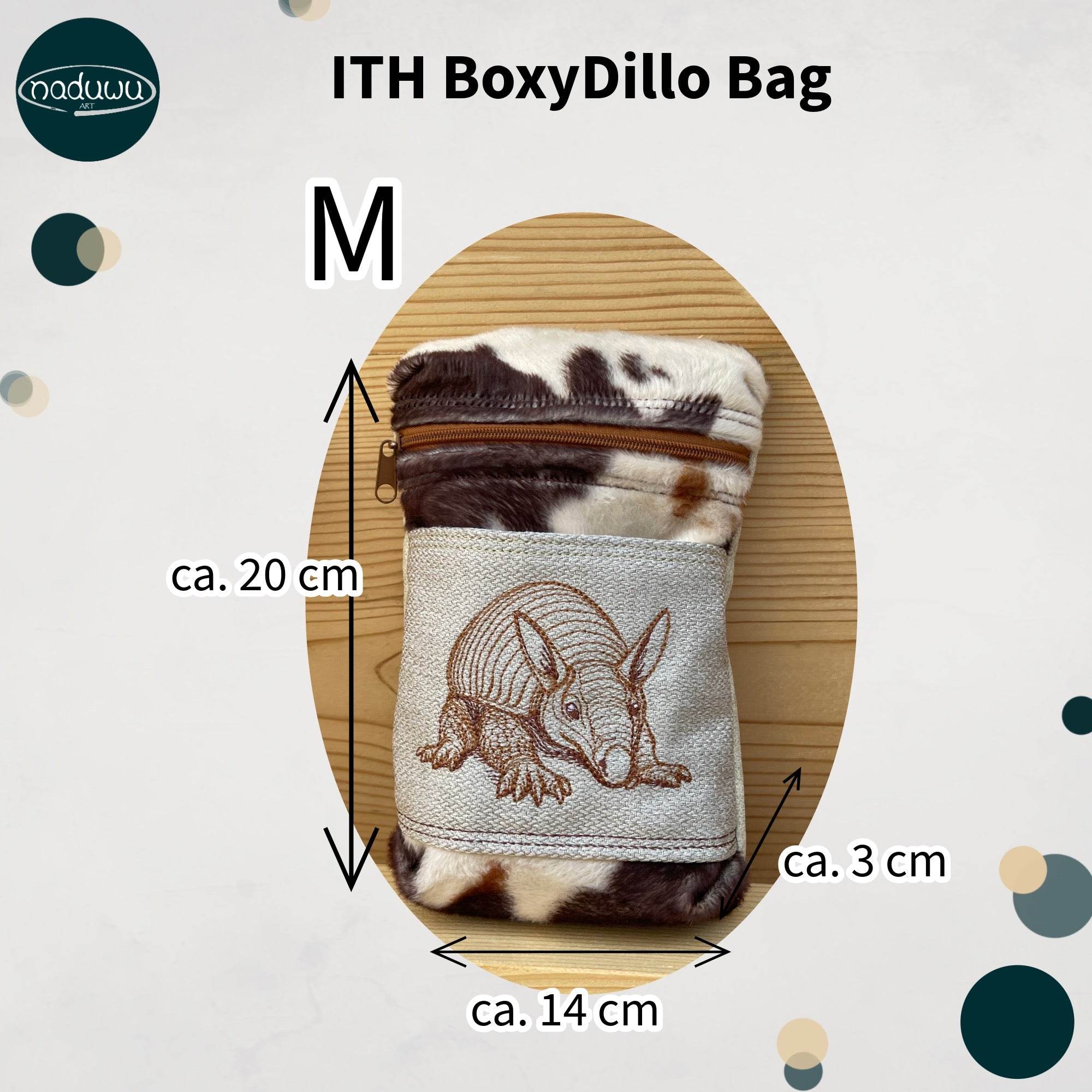 Stickdatei BoxyDillo Bag 15x20, ITH Tasche mit Reißverschluss - Sewando