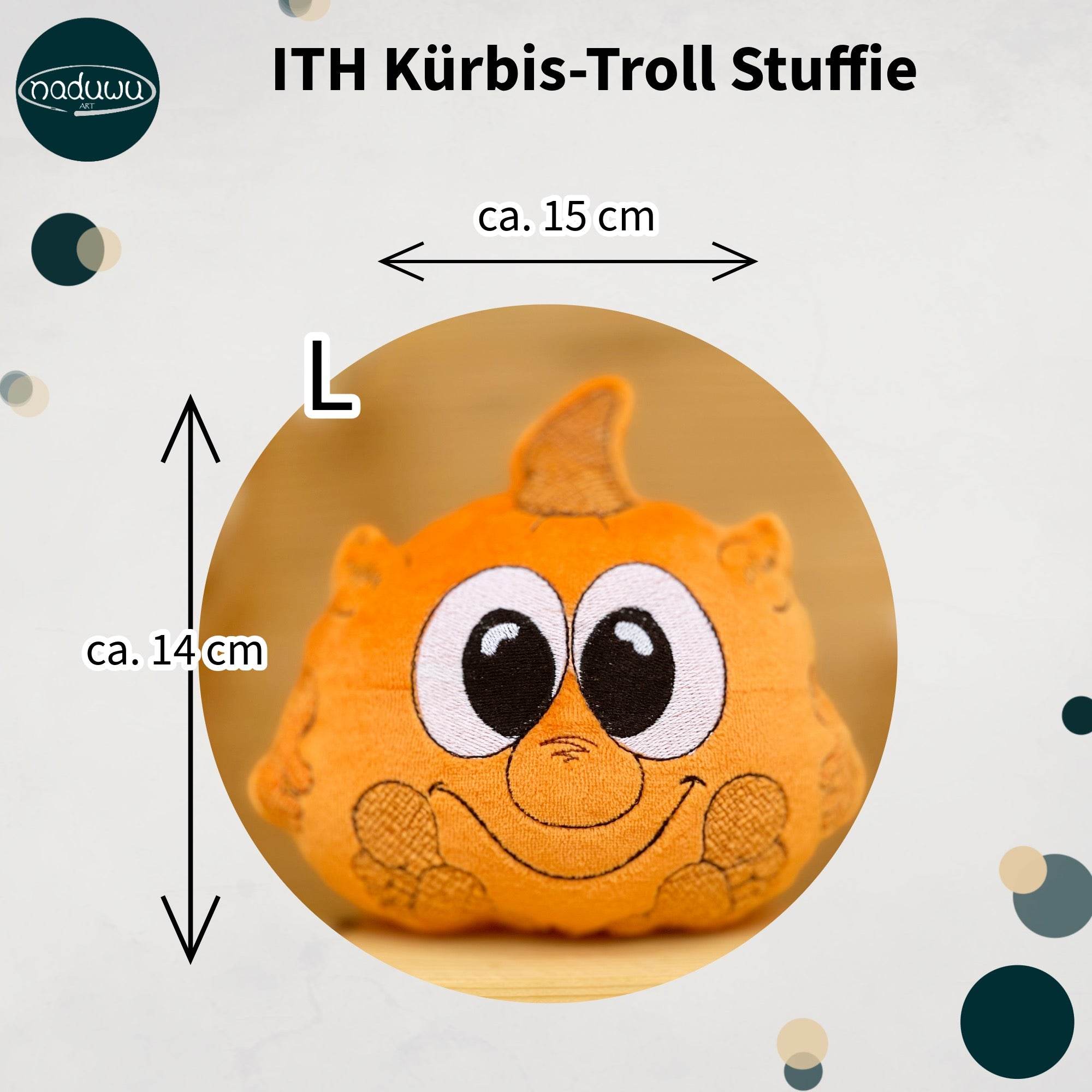 Stickdatei Kürbis-Troll Stuffie 15x15, ITH Kuscheltier - Sewando