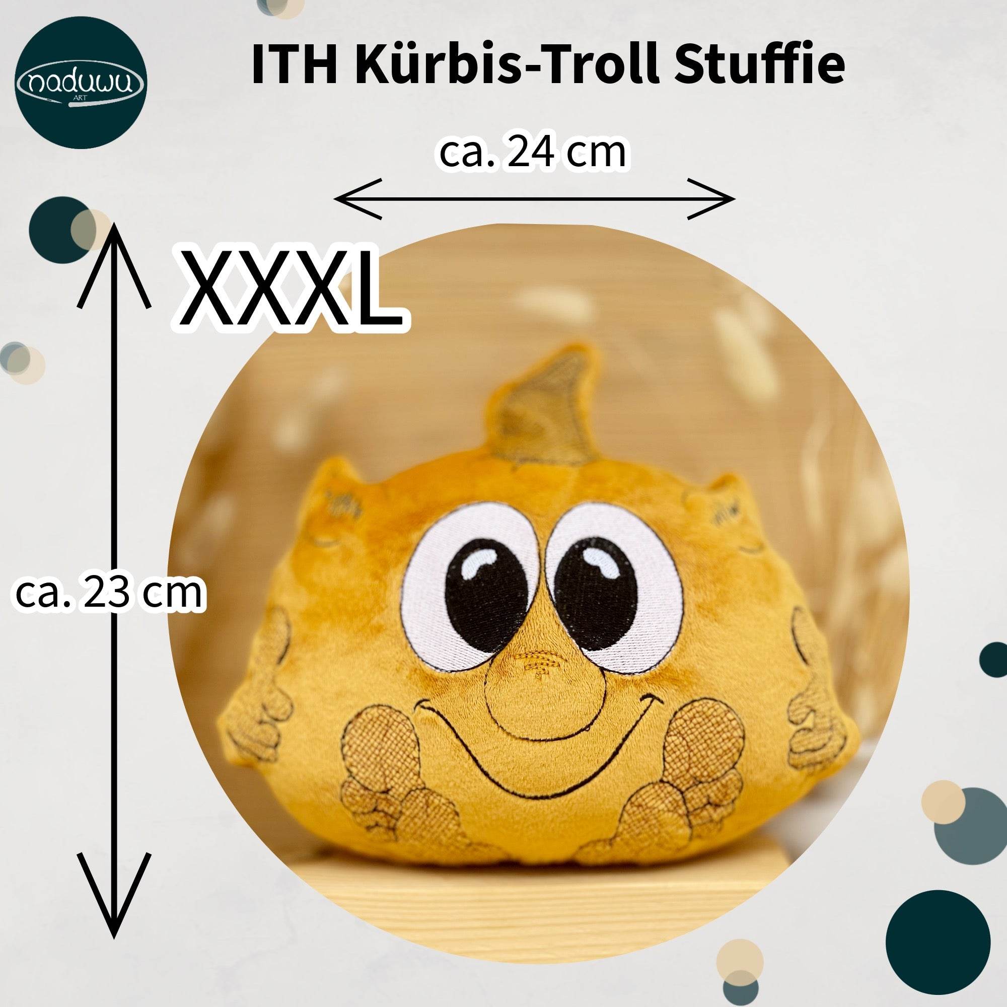 Stickdatei Kürbis-Troll Stuffie 24x24, ITH Kuscheltier - Sewando
