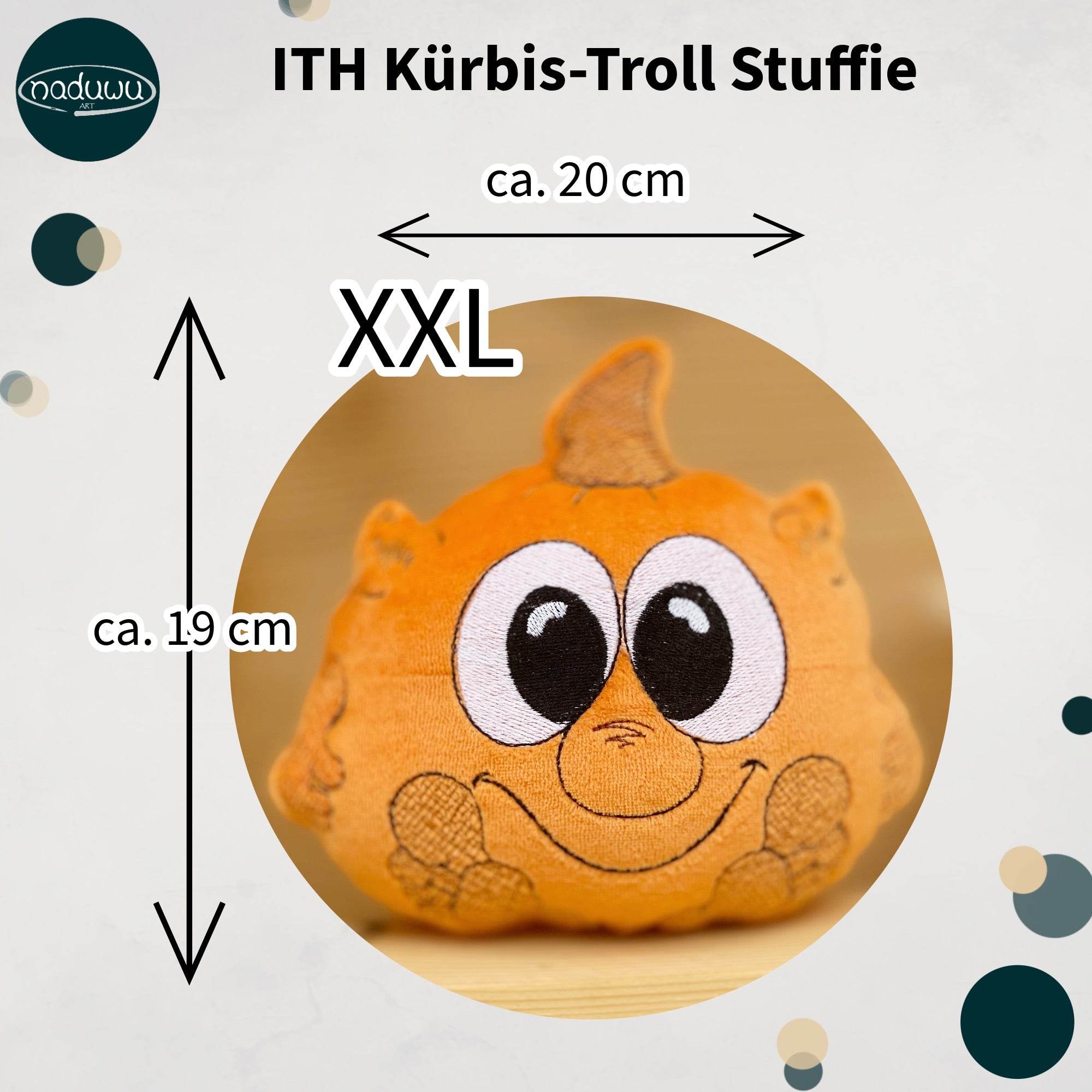 Stickdatei Kürbis-Troll Stuffie 20x20, ITH Kuscheltier - Sewando