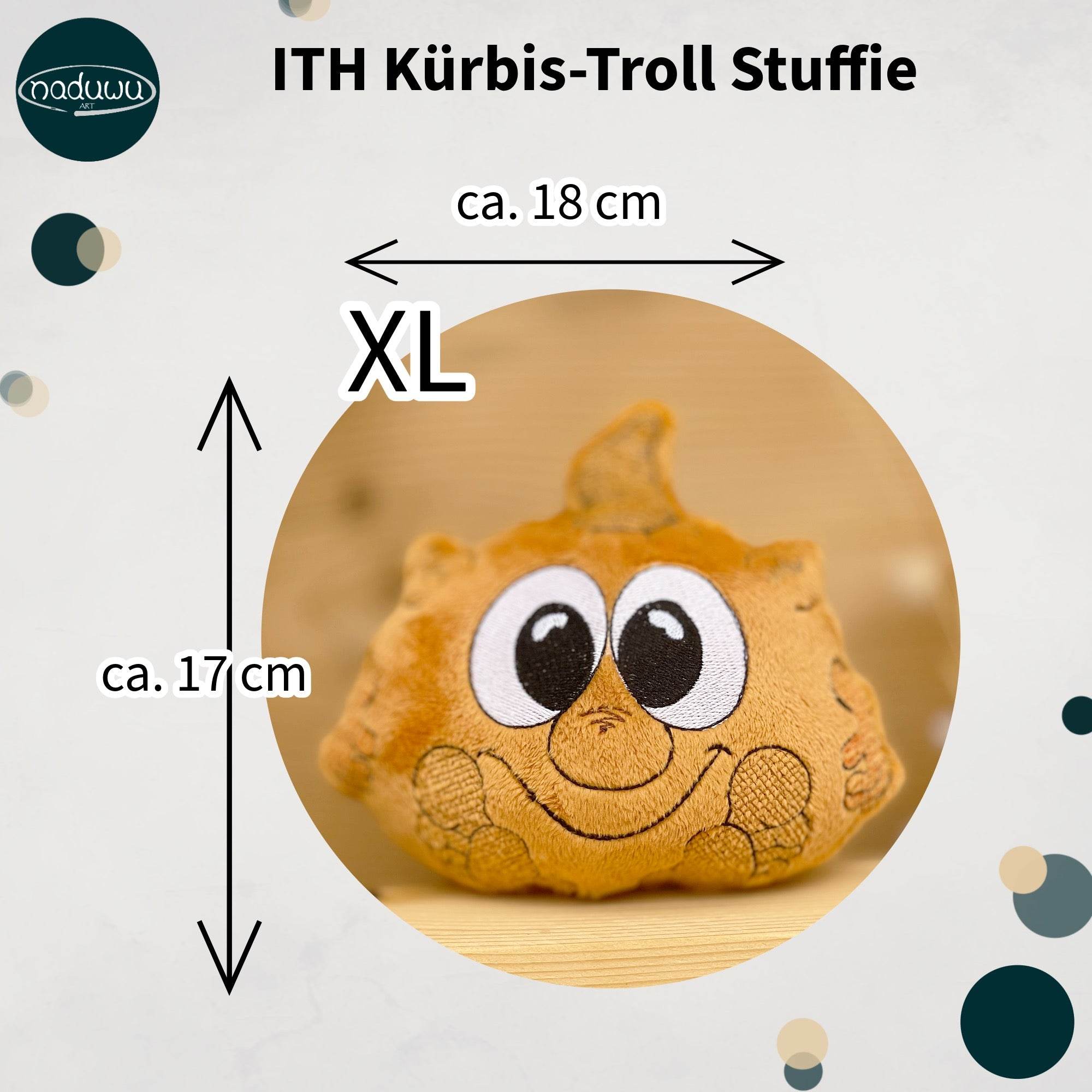 Stickdatei Kürbis-Troll Stuffie 18x18, ITH Kuscheltier - Sewando
