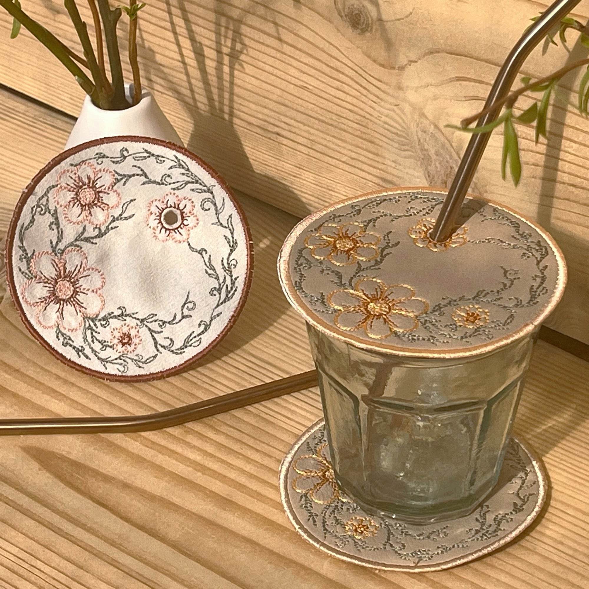 ITH Stickdatei Blumen Mug Rug Set 10x10 mit Sumsenschutz - Sewando