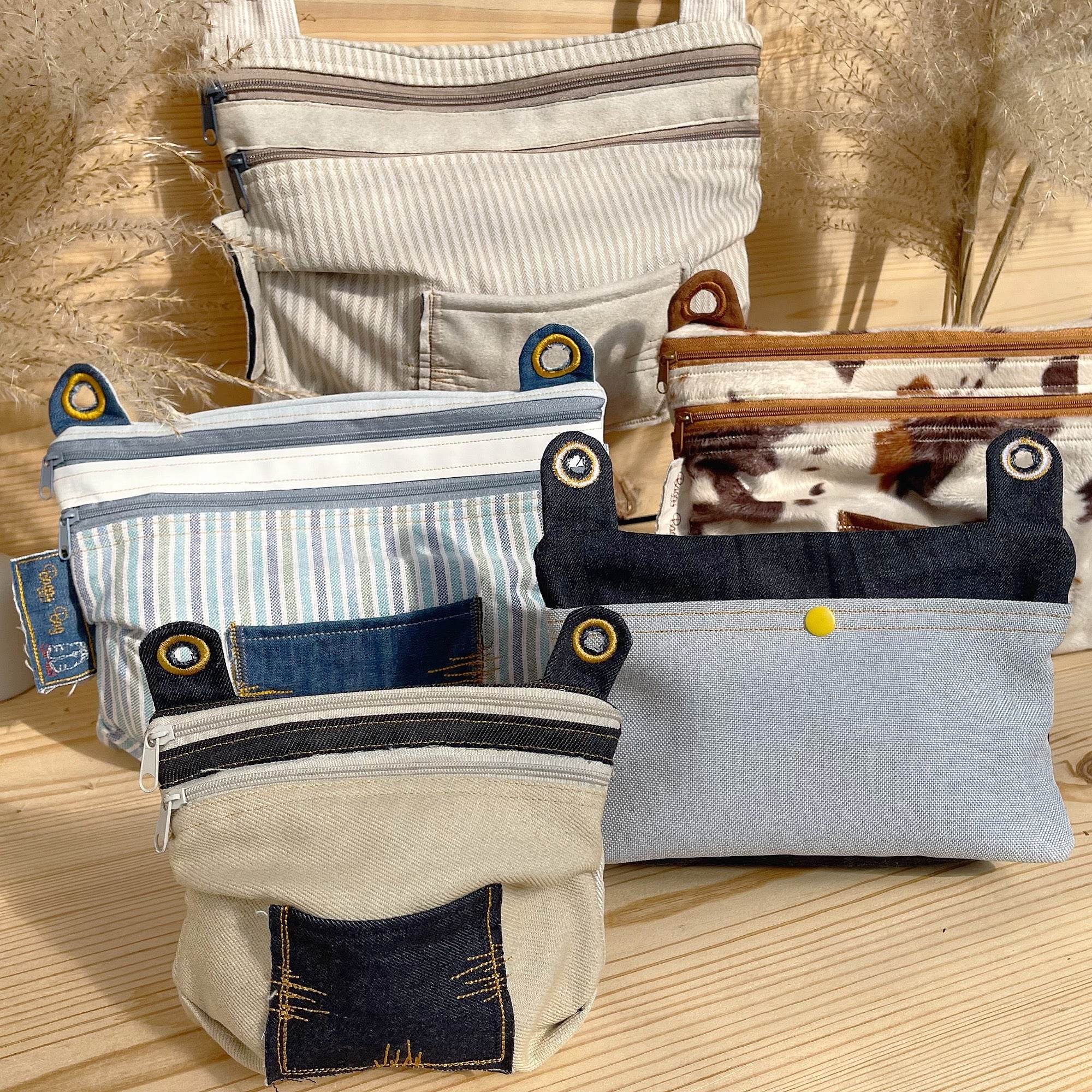 Stickdatei Baggy Bag Set, ITH Tasche in 5 Größen mit 2 Reißverschlüssen - Sewando