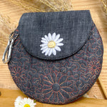 Stickdatei Tasche in 3 Größen mit Gänseblümchen, ITH runde Daisy Bag - Sewando