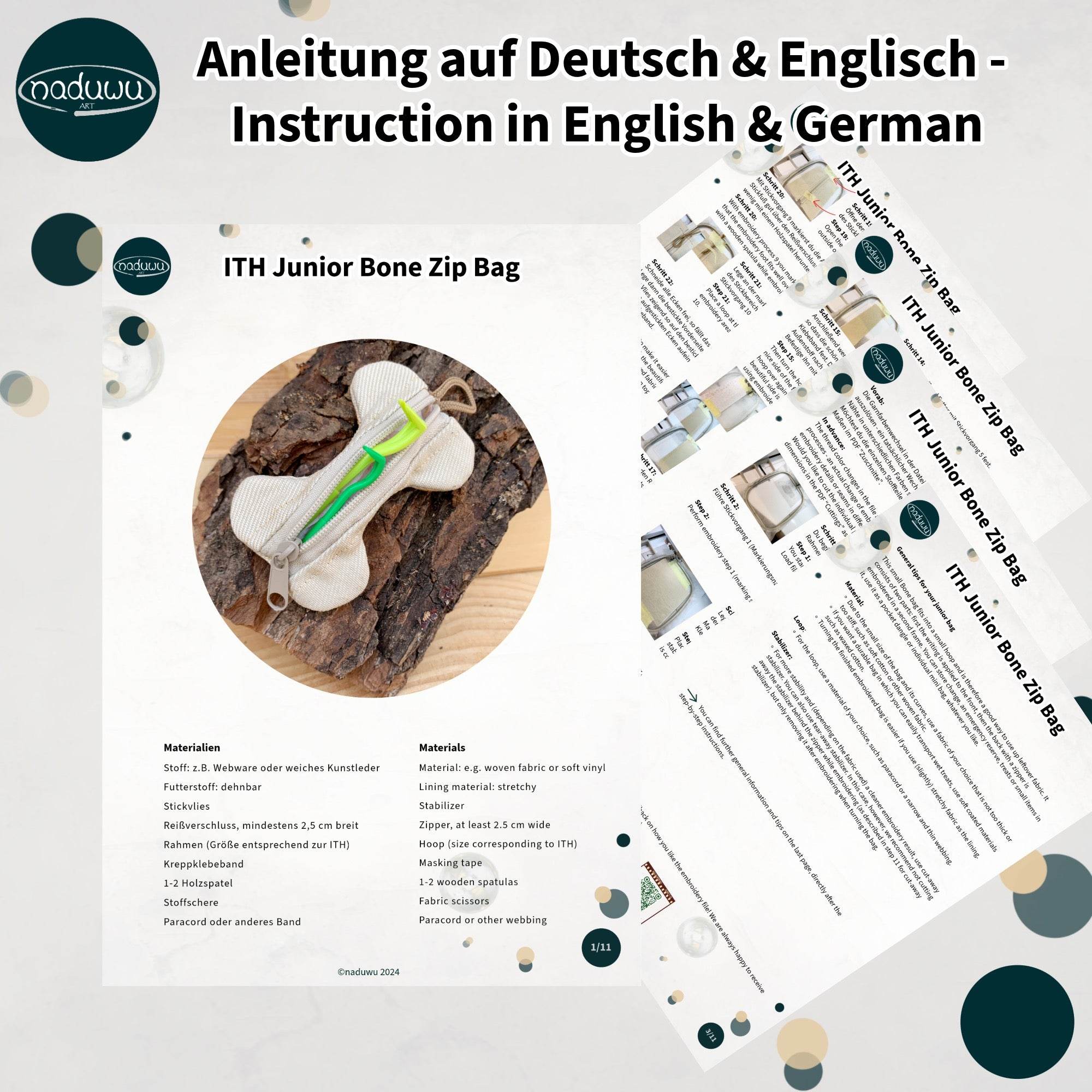 Stickdatei Knochen Mini-Tasche für 10x10 Rahmen - Sewando