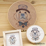 Stickdatei Hund Steampunk Set 7 Größen, Steampunkhund Scribble ab 6x7, Stickdesign Hund mit Fliege und Zylinder - Sewando