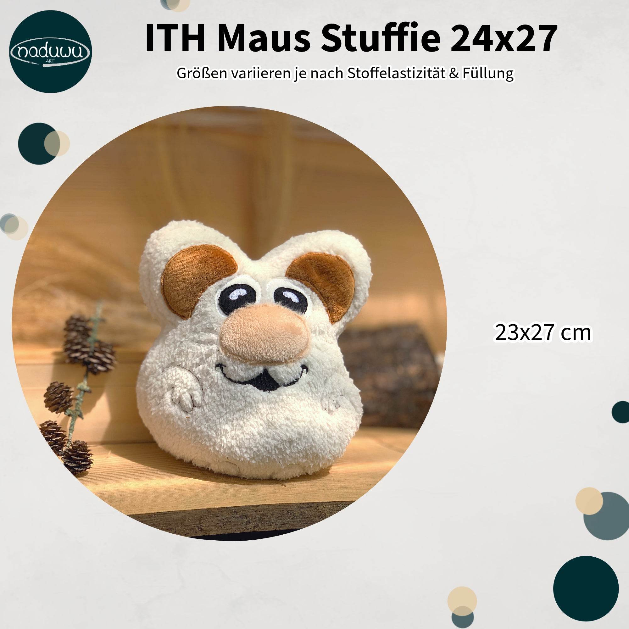 Stickdatei Maus 24x27 ITH Kuscheltier mitApplikationen - Sewando