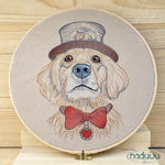 Stickdatei Hund Steampunk Set 7 Größen, Steampunkhund Scribble ab 6x7, Stickdesign Hund mit Fliege und Zylinder - Sewando