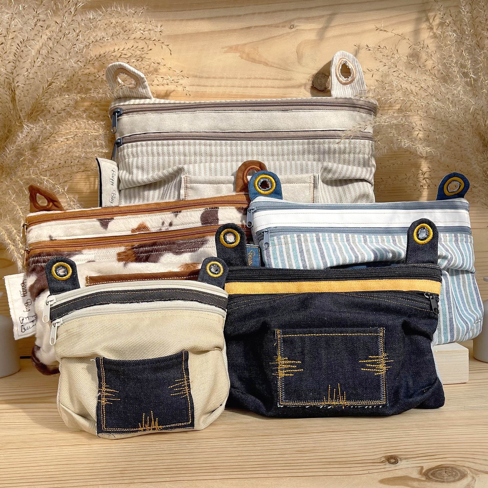 Stickdatei Baggy Bag Set, ITH Tasche in 5 Größen mit 2 Reißverschlüssen - Sewando