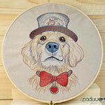 Stickdatei Hund Steampunk Set 7 Größen, Steampunkhund Scribble ab 6x7, Stickdesign Hund mit Fliege und Zylinder - Sewando