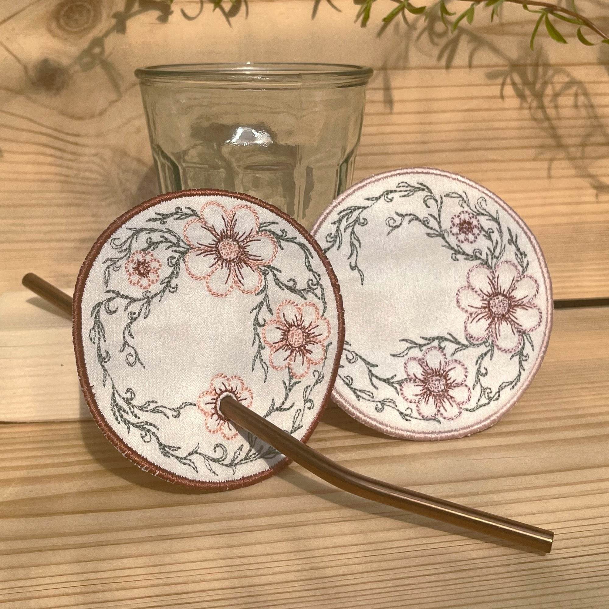 ITH Stickdatei Blumen Mug Rug Set 10x10 mit Sumsenschutz - Sewando