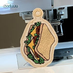 Stickdatei Sandwich Anhänger 9x6, lustiger ITH Anhänger - Sewando